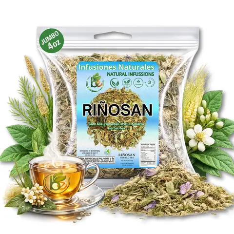 VIRAL Riñosan Herbal Tea – 4 oz (113g) – Corn Silk, Horsetail, Myrtle & Malva – Caffeine-Free, Vegan, Non-GMO, Gluten-Free – Loose Leaf Herbal Infusion – Te by Bexpertsusa