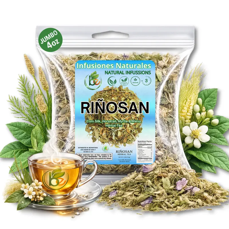 VIRAL Riñosan Herbal Tea – 4 oz (113g) – Corn Silk, Horsetail, Myrtle & Malva – Caffeine-Free, Vegan, Non-GMO, Gluten-Free – Loose Leaf Herbal Infusion – Te by Bexpertsusa