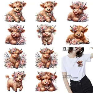 12pcs Plateau Cow Foil Transfer DTF Iron on Vinyl for T Shirt Hoodies Jeans Backpack Pillow Machine Washable HTV for DIY Craft DIY Material