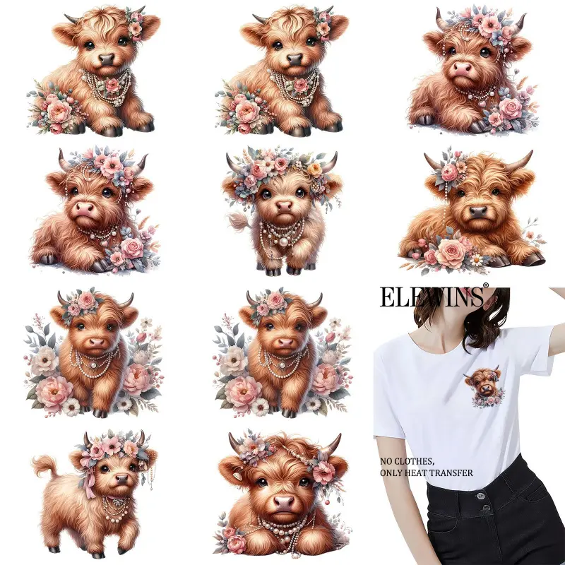 12pcs Plateau Cow Foil Transfer DTF Iron on Vinyl for T Shirt Hoodies Jeans Backpack Pillow Machine Washable HTV for DIY Craft DIY Material