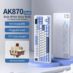 AJAZZ AK870 Plus Gaming Mechanical Keyboard - 8000mAh Battery, Triple Mode (Bluetooth/2.4G Wireless/Wired), 5-Layer Sound Dampening, Gaming Keyboard, Gaming Accessories, Keyboard For Gaming