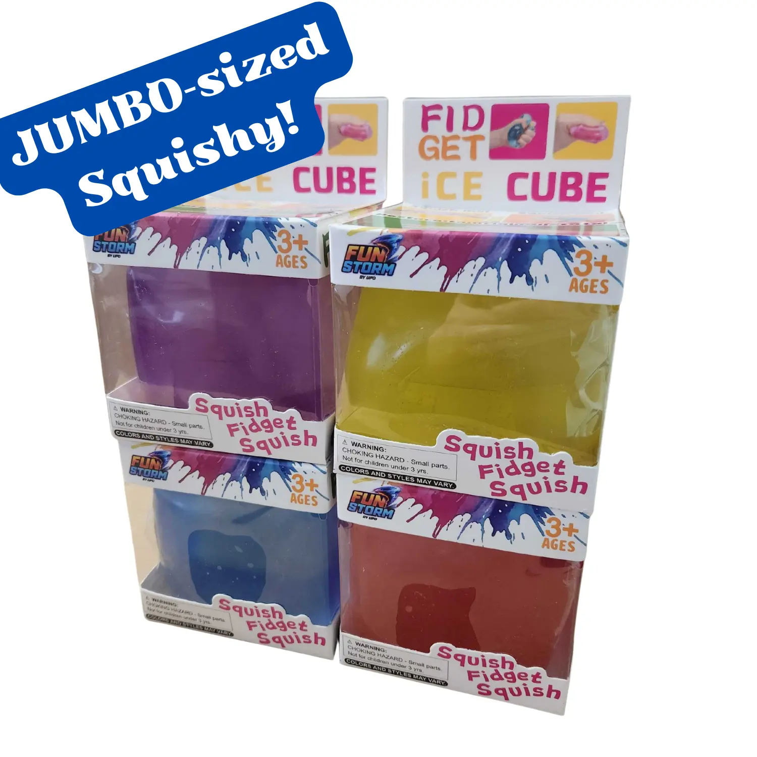 Fun Storm Jumbo Fidget Ice Cube Squishy Fidget Toy (1pc)