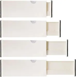 Drawer Dividers Organizer, 3-5 Pack, Adjustable Separators 4" High Expandable from 11-17" for Bedroom, Bathroom, Closet,Clothing, Office, Kitchen Storage, Strong Secure Hold, Foam Ends, Locks in Place