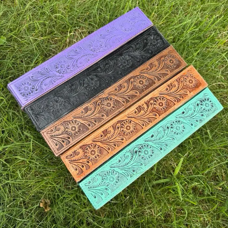 Genuine hand tooled leather ring/jewelry display holder
