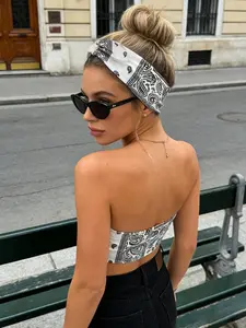 Boho Paisley Nut Flower Elastic Hairband, Vintage Walnut Pattern Women's Hair Band, Fashion Daily Accessories, Zigzag Headband