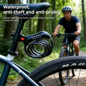 Mountain Bike Lock Anti-Theft Steel Cable Loop Wire Lock Thickened Fixed Key Lock Shear Resistant Bicycle Circle Lock Accessories