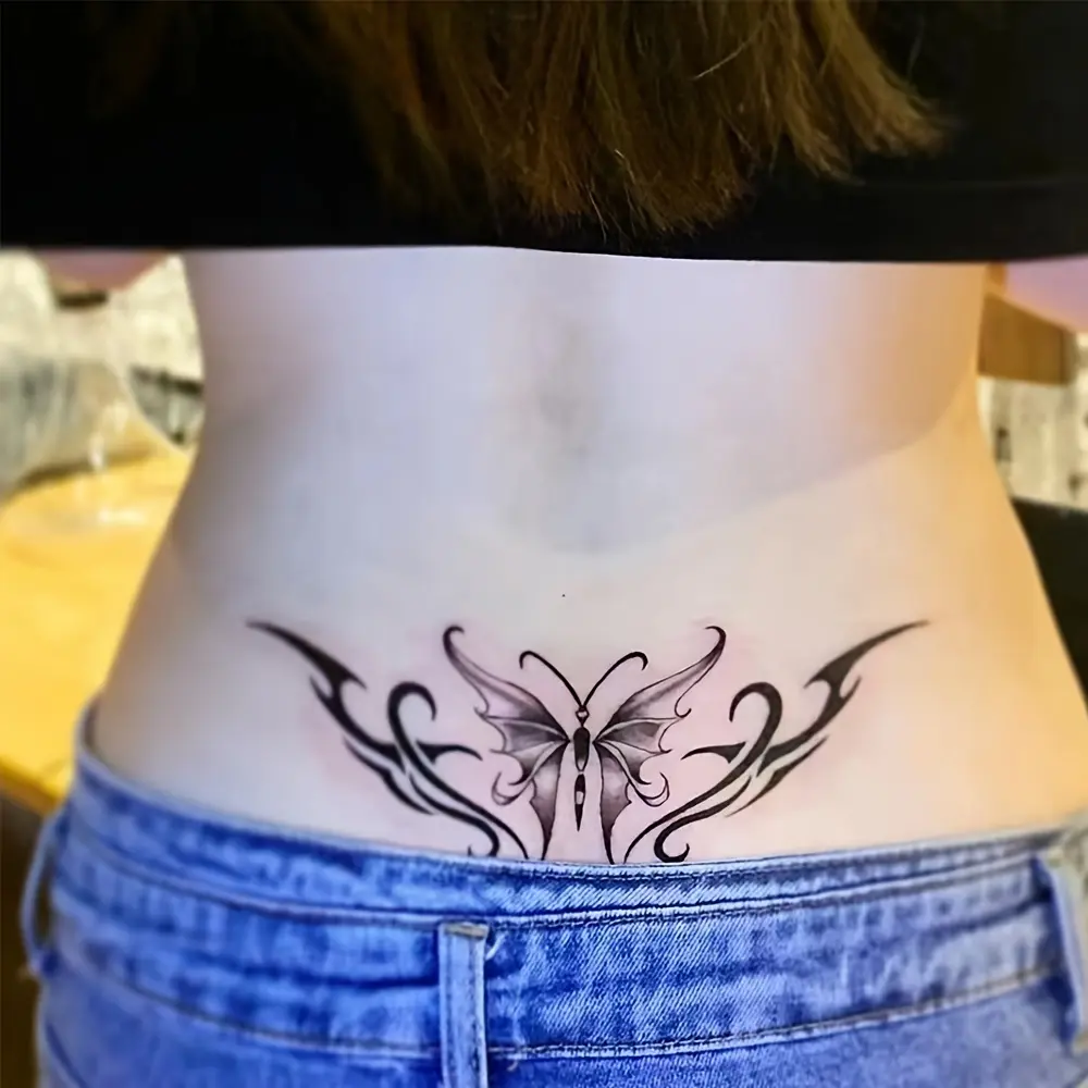 6 Large Herbal Tattoo Stickers, Containing 1 One MAYMOE Tattoo Elements and 5 Random Styles, Lasting for 7-15 Days, Waterproof and Anti-Friction, Realistic Effect, Suitable for People Who Don't Want Tattoo Pain