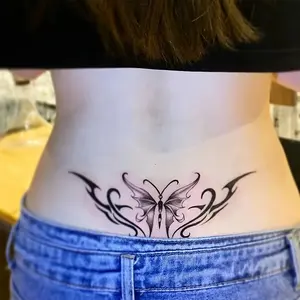 6 Large Herbal Tattoo Stickers, Containing 1 One MAYMOE Tattoo Elements and 5 Random Styles, Lasting for 7-15 Days, Waterproof and Anti-Friction, Realistic Effect, Suitable for People Who Don't Want Tattoo Pain