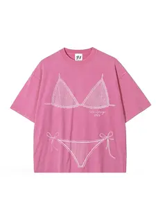 Bikini Graphic Washed T-shirt ,Last Splash Seashells and Wedding Bells, Bikini Body llusion Shirt,Funny Summer Vacation Coverup