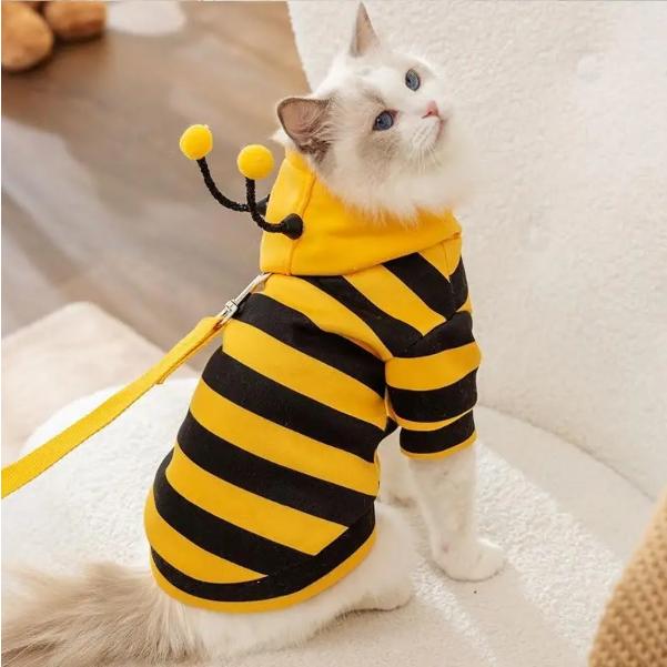 Bee Pet Puppy Coat Apparel Outfit Dog Halloween Hoodies Winter Cat Cosplay Costume Holiday Outfit for Small Medium Dogs & Cats