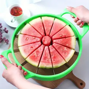 Stainless Steel Watermelon Slicer Easy Grip Manual Fruit Cutter for Perfect Watermelon Cantaloupe and Melon Slices Heavy Duty Kitchen Tool for Home Party and Restaurant Use