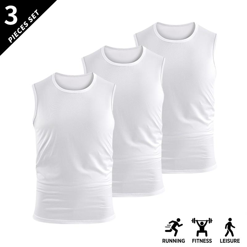 4-pack men’s athletic breathable lightweight sleeveless tank tops, loose fit; quick-dry crew neck sleeveless top; men’s sleeveless shirt/top for gym training.