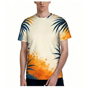 Coconut Tree Sunset Tropical Vacation Style Summer Full-Print Short-Sleeve 3D Printed T-Shirt Unisex Outdoor Comfortable Top Party Clothes Couple Pattern Gift for Friends