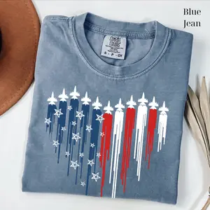 Comfort Colors Patriotic Jet Heart Shirt – Military USA Graphic Tee, American Pride Top, Red White Blue Veteran Tee