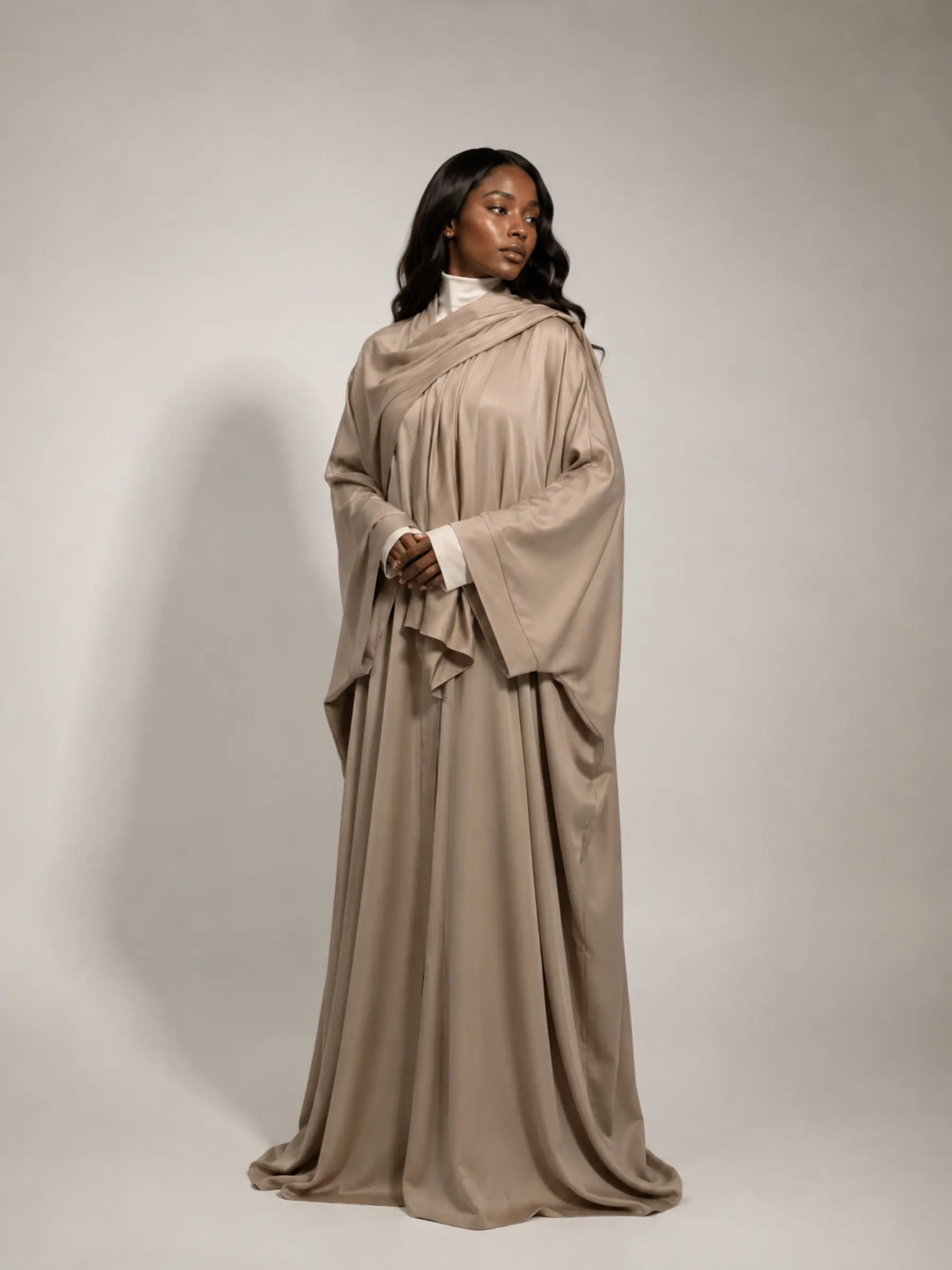 Beige Batwing Abaya Set | Safhah by NISA