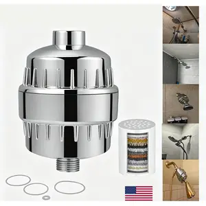 20 Stage Shower Head Filter Purifier, Hard Water Softener with 13000 Gallon Capacity, Chrome Finish, Removes Chlorine Heavy Metals, Easy Tool-Free Installation for Bathroom