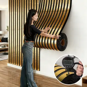 Thickened Retro 3D Framed Grooved Self-Adhesive Wallpaper, Decorative Wallpaper with Glossy Metallic Surface, Easy to Peel and Stick, Removable, Waterproof. Ideal for Living Room Accent Walls, Kitchen Surfaces