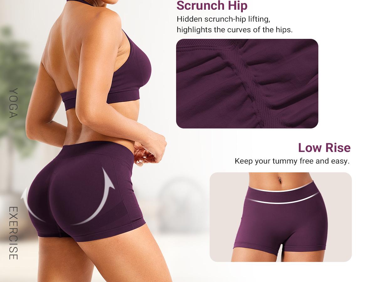 YEOREO Seamless Workout Shorts for Women, 2.5" Inseam Low Rise Athletic Training Shorts, Stretchy Gym Yoga Running Biker Shorts summerwins,travel essentials,camping essentials tiktokshopbacktoschool