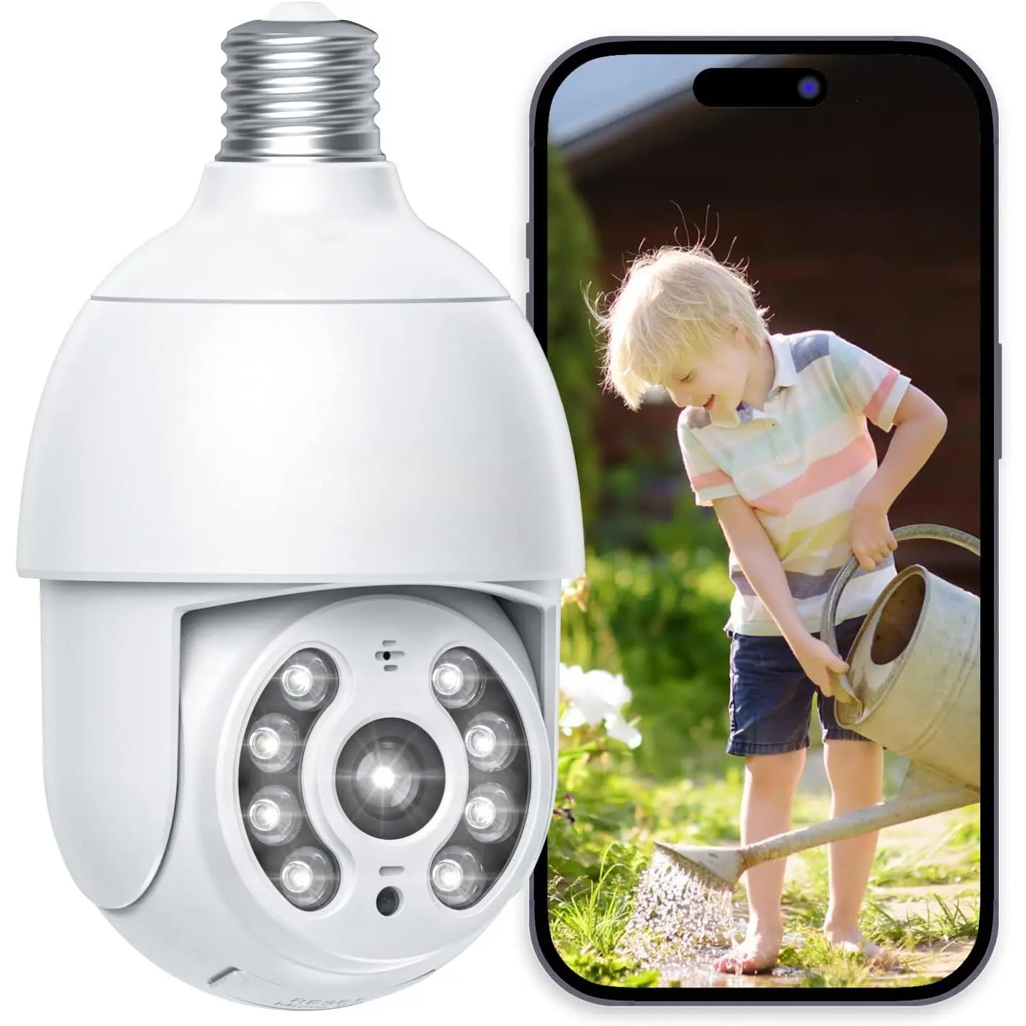 Security Camera Light Bulb 1080P 2.4G WiFi 355°PTZ Dome Cameras Wireless Outdoor Indoor for Home Security, Two Way Audio/Auto Tracking/24/7 Recording/Color Night Vision