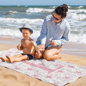 Personalized Pink Bow Initial L Beach Towel, Quick Dry Super Absorbent Pool Towel & Bath Blanket, Elegant Floral Print, Multi-use for Beach Vacation, Pool Party, Camping & Daily Bath, Skin-friendly for Adults Kids