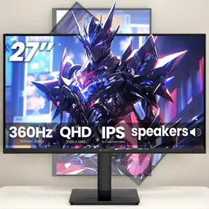 CRUA 27-Inch 2K QHD Gaming Monitor, 360Hz IPS Display, 2560x1440 Resolution, 120% sRGB Color Gamut, FreeSync, Built-in Speakers, Ergonomic Height/Pivot/Swivel/Tilt Stand, DP 1.4 & HDMI 2.1, VESA Mount Compatible, Black