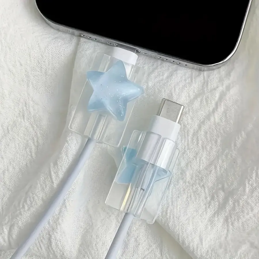 2-Pack Data Cable Protectors, Star Design, Prevents Breakage, Durable Protection for Cables, Ideal for Daily Use, Enhances Cable Lifespan