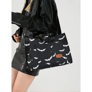 Women'sBatPatternCanvasSlingPurseCrossbodyBag,SlingBags,CanvasHandbag,TrendyMinimalistPurse,ZipperCrossbodyBagWomen,PortableShoulderBagforDailyUsed,Mother'sDayGift,CanvasMessenger,TrendyCommuterPurse