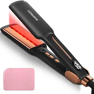 1.75" Infrared Flat Iron Hair Straightener, 3-in-1 Straighten/Curl/Care Ceramic Flat Iron, 12 Temps & 3s Heat-Up for All Hair Types, Negative Ions for Frizz-Free, Dual Voltage for Travel