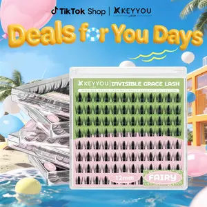 KEYYOU Fairy Single Length DlY Lash Cluster Invsible Band Natural 10mm 12mm 14mm 16mm Waterproof Long-Lasting Eyelashes Extensions  D Curl Easy to Use for Beginners Feline lash look Medusa Lash handmade lash #DealsForYouDays