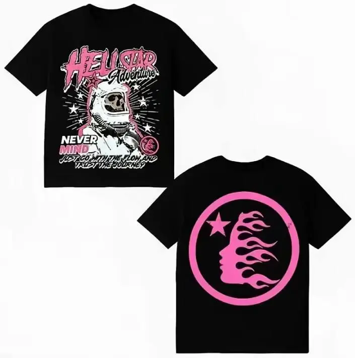 Hellst4r Graphic Logo T-Shirt – Double-Sided Print White Unisex Tee, Premium Cotton Streetwear, Trendy Casual Oversized Outfit, Weekly Deals Special, Gift for Men, Him, Boyfriend, Urban Graphic Fashion Tee
