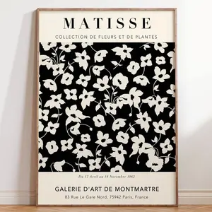 Matisse Flower Market Poster: Black & White Botanical Art Print Frameless Poster H