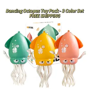3 Dancing Octopus Toy Pack - 3 Color Set Magic Dancing Octopus Toy Rechargeable Smart Obstacle-Dodging Robot with LED Light Show Music USB Rechargeable Tummy Time Squid Toy for Babies Electric Crawling Octopus Interactive Gift for Kids Sensory Play