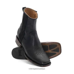 Dakota Black Leather Boot with Zipper-DIT047C