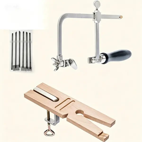 3-in-1 Precision Jewelry Saw Kit - Adjustable Size Steel Saw Frame, 144 Assorted Blades, V-Slot Pin with Clamp, Bench Pin - Professional Hand Tool Set for Cutting Metal, Wood, Plastic