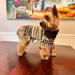 Luxury Handmade CAFE BROWN Alpaca dog PONCHO SIZE XX0-20