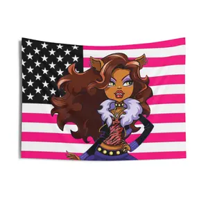 Clawdeen Wolf Monster High Indoor Wall Tapestry, McBling Alternative Emo Y2K Bratz Decor 2000s Goth RoomDecor Draculaura Frankie Stein 26x36