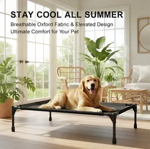 Outdoor Breathable Elevated Dog Bed for Medium Dogs, Cooling Raised Dog Cots Beds Training Platform Off Ground Hammock with Breathable Mesh,  32"x23“,No-Slip Feet, Durable Dogs Cots Beds for Large Dogs