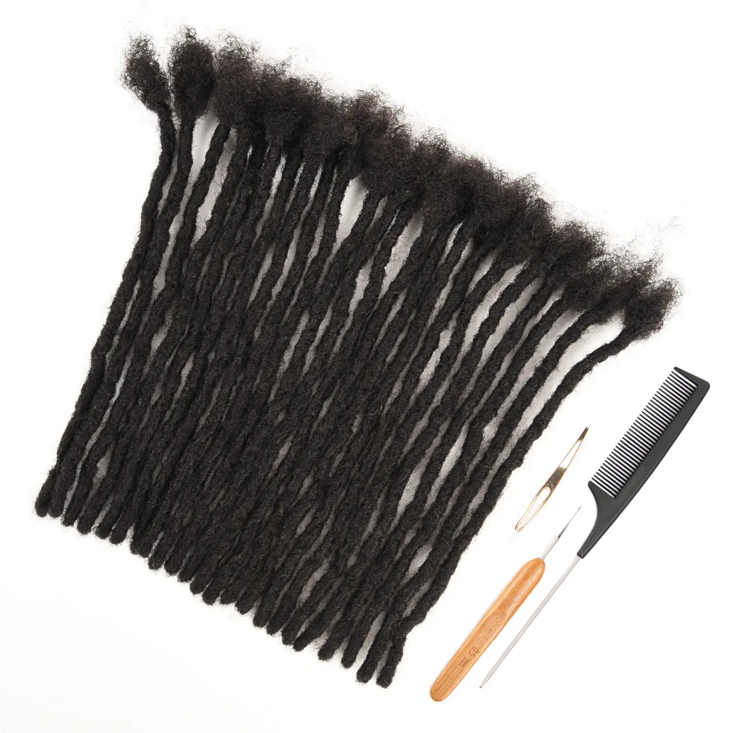 Daixi Fusion Locs 100％ Human Hair Loc Extensions, Air Locs Lighter and Softer, 0.6cm Thickness Handmade Natural Dreadlock Extensions