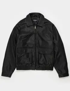 RSQ Mens Vegan Leather Bomber Jacket