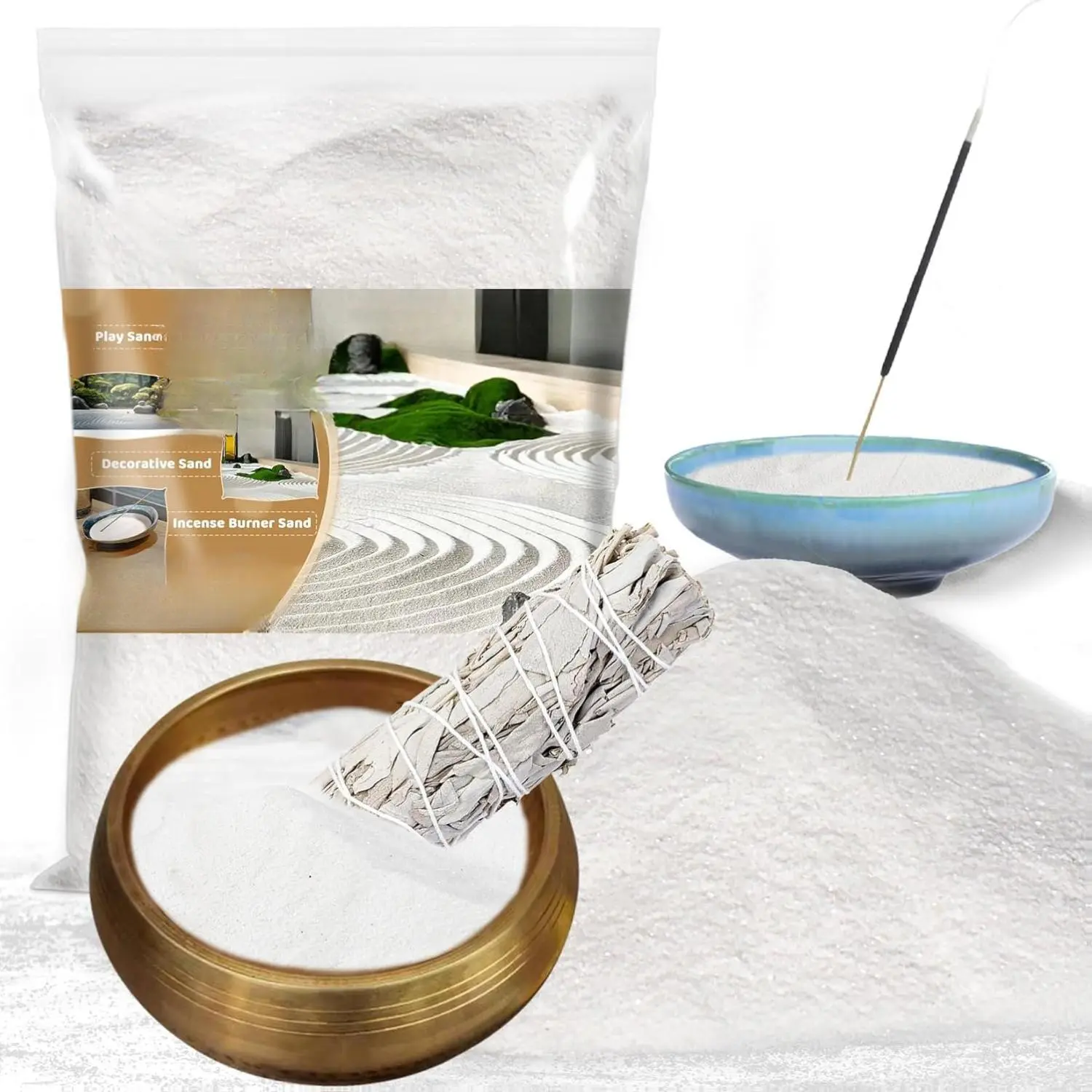 15 oz Fine White 40-80 Mesh Dust-Free Aquarium Sand - Odor-Free Fish Tank Decoration with Uniform Particles, Comfortable Feel for Crafts & Zen Garden Use
