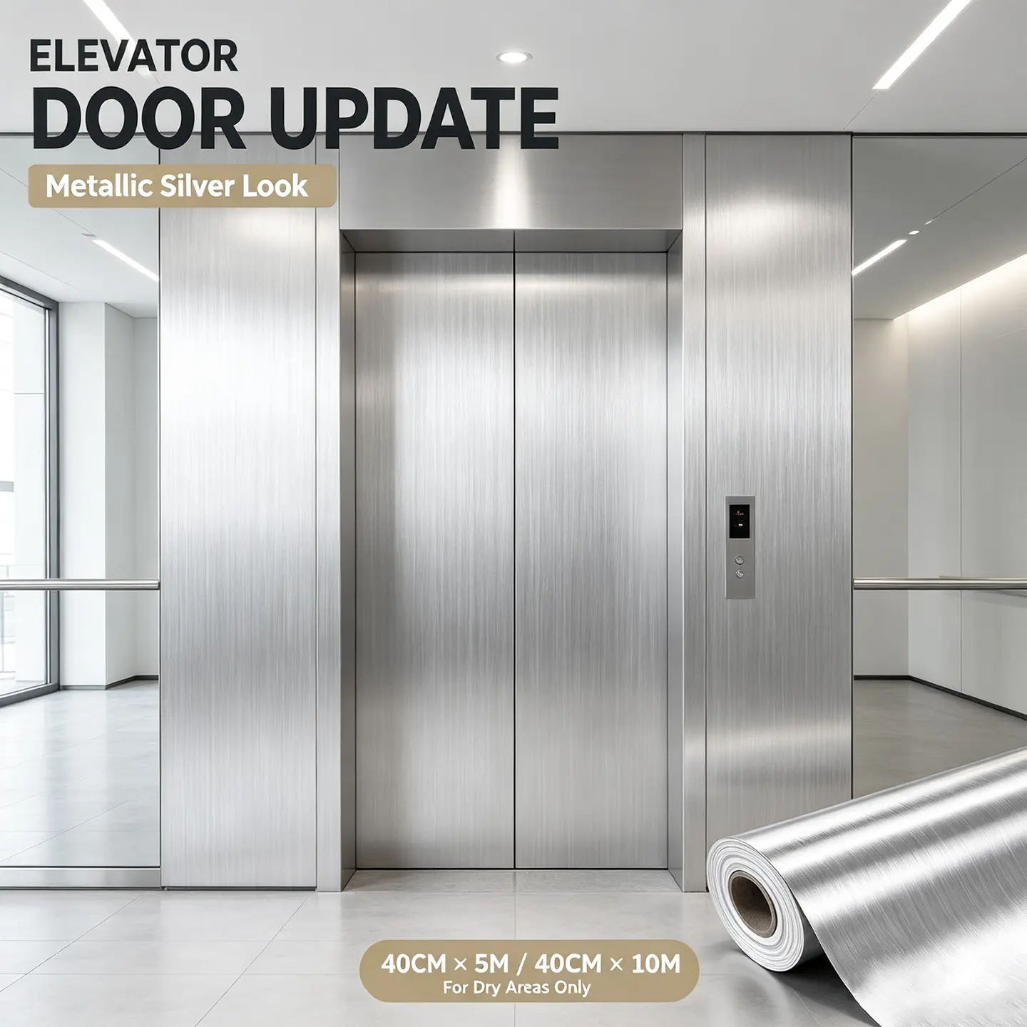 Stainless Steel Contact Paper for Kitchen, Peel and Stick Wallpaper, Waterproof Oil Resistant Appliance Wrap for Fridge, Cabinet, Countertop, Elevator Door & Home Renovation,15.7" x 196.8"
