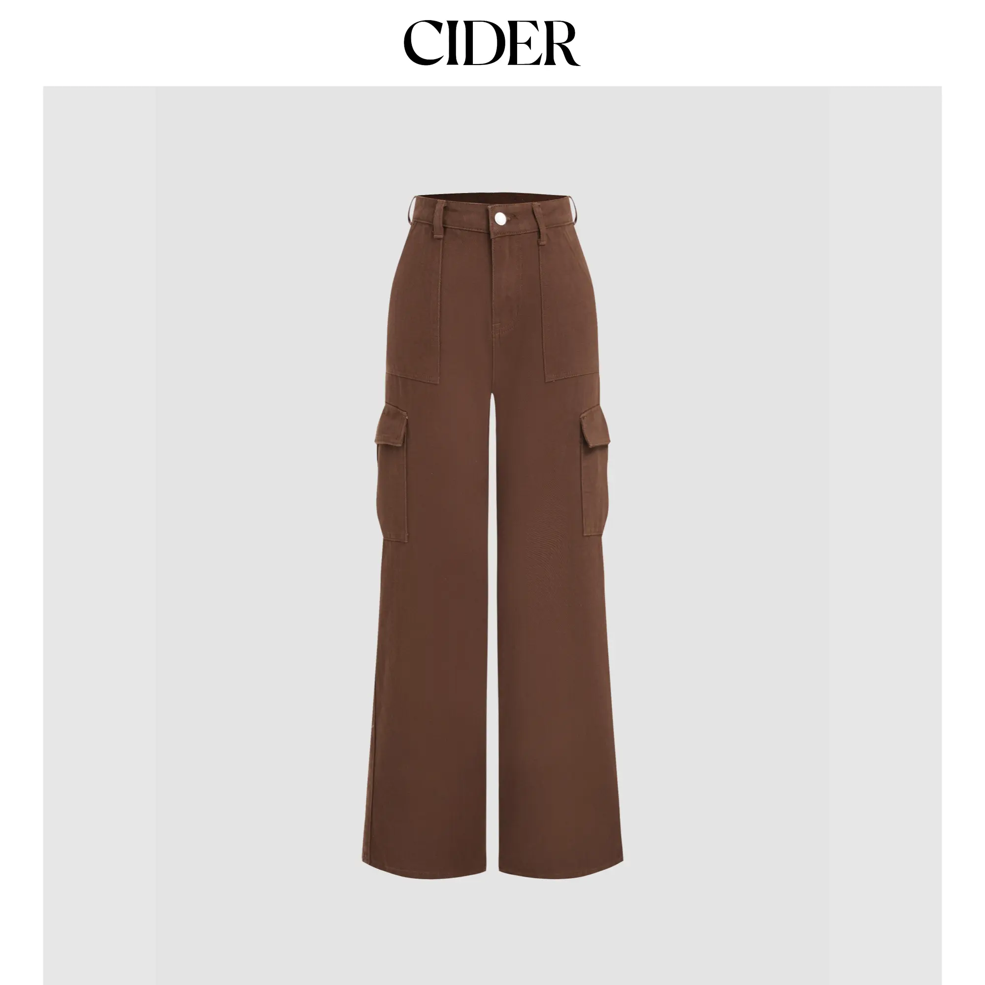 Cider Women's Cargo Straight Leg Jeans – Functional Multi-Pocket Work Pants for Spring Daily Wear, Comfortable Utility Jeans with Stretchy Waist, Bottom, Denim, Streetwear, Lady, Seam Pocket, Utility Style, Daily Ease, Cargo Pants, Stretch Denim, Regular-