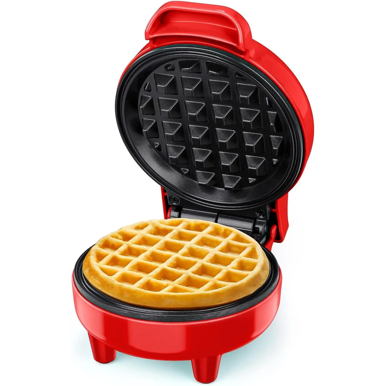YASHE Mini Waffle Maker, 550W Waffle Iron, Ready Indicator Light, Cool Touch Handle, Non Stick Coating, Compact Size, Blue… Kitchen Appliances girly k