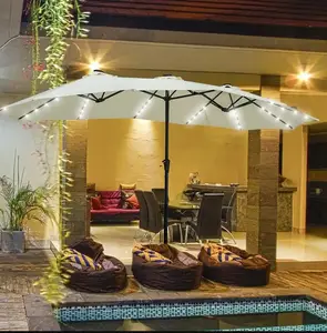 Ainfox 15-foot Double-sided Solar LED Lighted Patio Umbrella