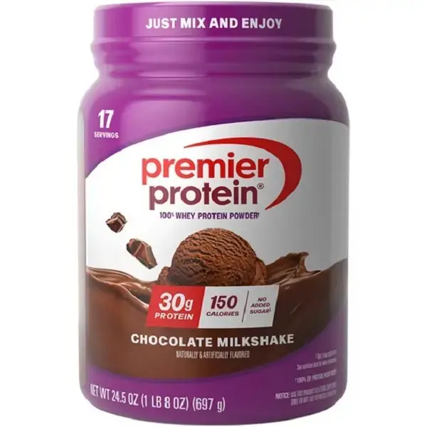 Premier Protein Powder, Chocolate Milkshake Flavor, 30g Protein, 1g Sugar, 100% Whey, Keto-Friendly, Soy-Free, Gluten-Free, 150 Calories, 17 Servings, 24.5 oz, Fitness Fuel (Pack of 1)