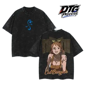 Nami One Piece Washed T-Shirt Oversized Cotton Tee Navigator Graphic with Weather Icons Cute Cool Streetwear for Anime Girls