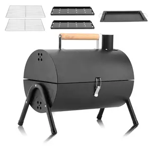 Portable Charcoal Grill, Table Top Grill Charcoal, Compact Small Tabletop Barbecue Grill for Camping, Backyard, Beach - Easy Assembly, Dual Grilling Zones