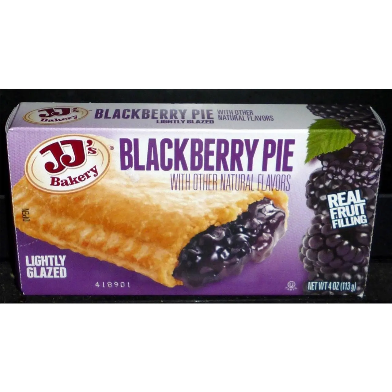 JJ's Bakery Lightly Glazed Blackberry Snack Pies, 4 oz, Pack of 12