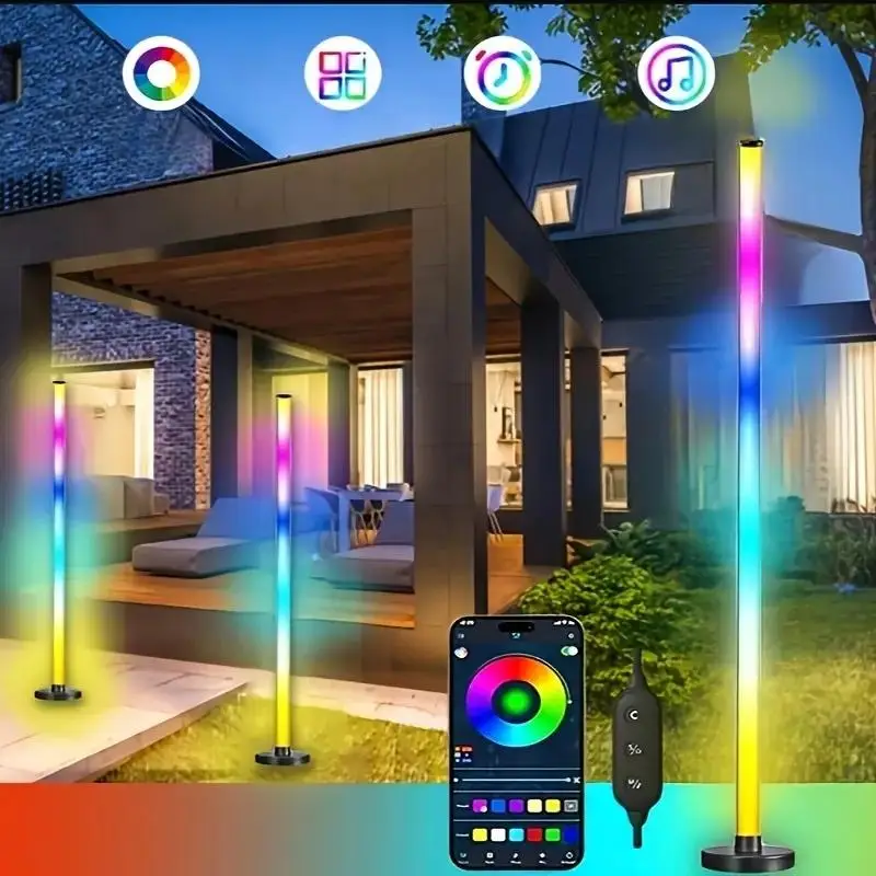 RGB Color Changing Floor Lamp, 1 Count USB Powered APP Control LED Decorative Light, Bluetooth-compatible Ambient Light for Home Living Room Bedroom D