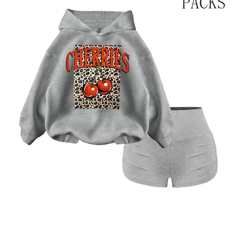 Women's Fall Winter Hooded Sweatshirt Set, Thick Fashionable Simple Design with Tree Branch Print, Trendy Pocket Pullover with for Daily Wear